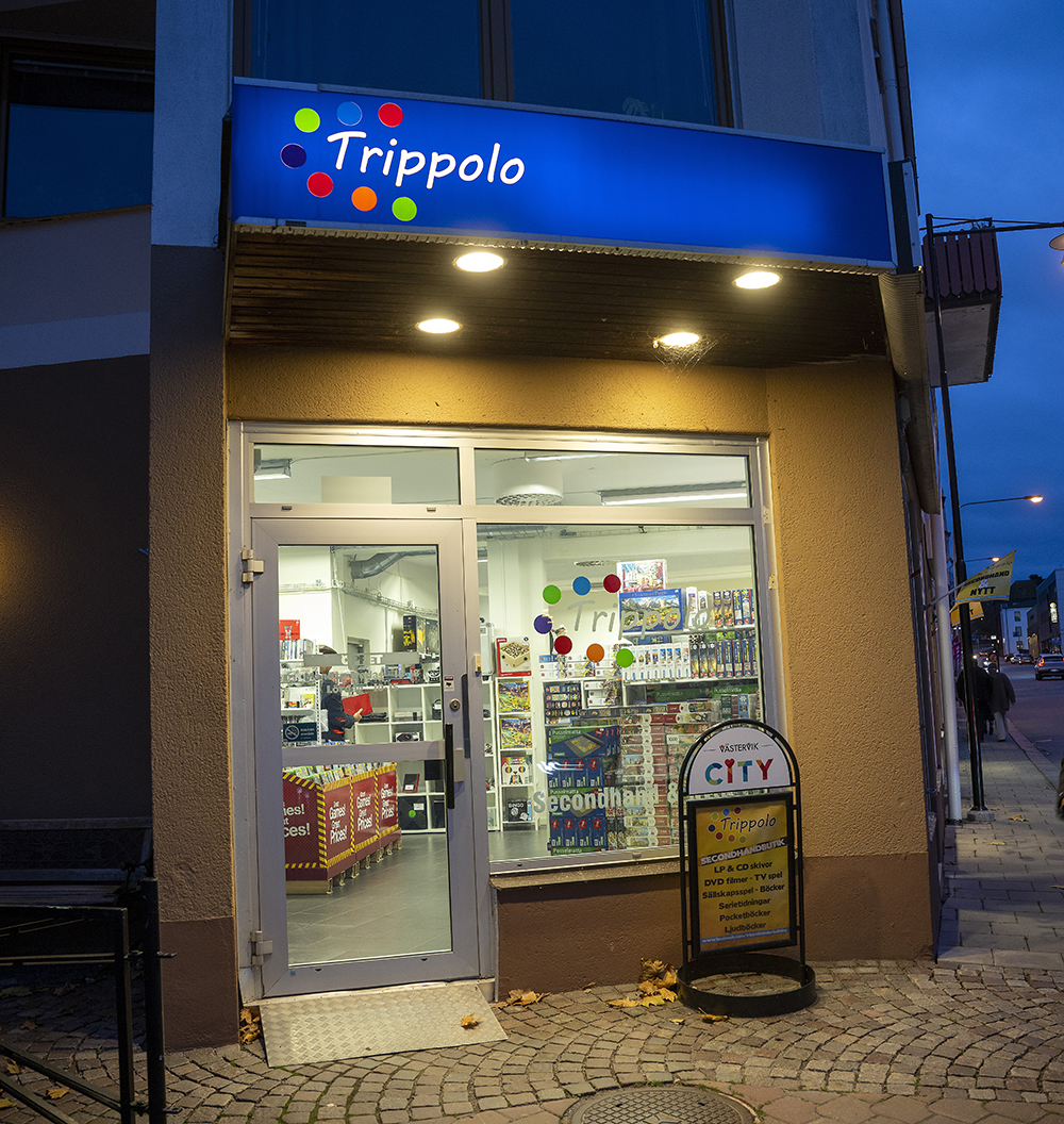 Utomhusbild på butiken Trippolo i Västervik